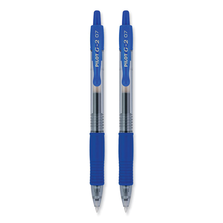 Pilot® G2 Premium Gel Pen, Retractable, Fine 0.7 mm, Blue Ink, Smoke/Blue Barrel, 2/Pack (PIL31032)