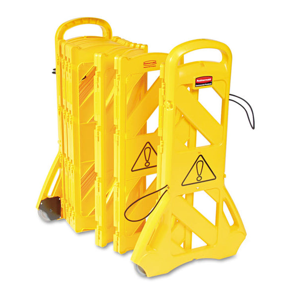 Rubbermaid® Commercial Portable Mobile Safety Barrier, Plastic, 13 ft x 40", Yellow (RCP9S1100YEL)