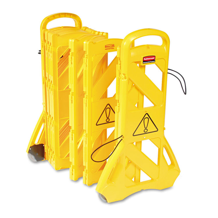 Rubbermaid® Commercial Portable Mobile Safety Barrier, Plastic, 13 ft x 40", Yellow (RCP9S1100YEL) Each