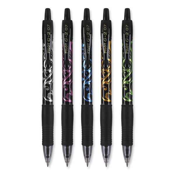 Pilot® G2 Fashion Premium Gel Pen, Retractable, Fine 0.7 mm, Black Ink, Assorted Barrel Colors, 5/Pack (PIL31373)