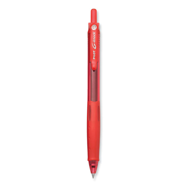 Pilot® G-Knock BeGreen Gel Pen, Retractable, Fine 0.7 mm, Red Ink, Translucent Red/Red Barrel, Dozen (PIL31508)