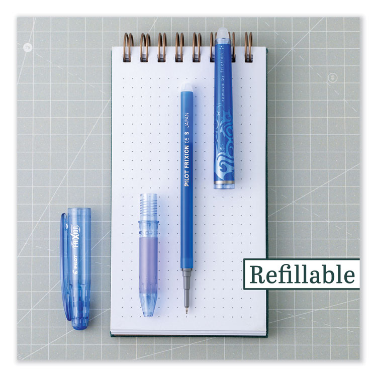 Pilot® FriXion Point Erasable Gel Pen, Stick, Extra-Fine 0.5 mm, Blue Ink, Blue/Silver/Transparent Blue Barrel, Dozen (PIL31574) 1 Dozen