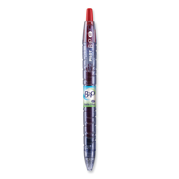 Pilot® B2P Bottle-2-Pen Recycled Gel Pen, Retractable, Fine 0.7 mm, Red Ink, Translucent Blue Barrel (PIL31602)