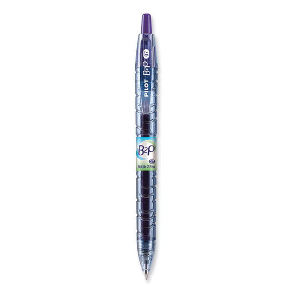 Pilot® B2P Bottle-2-Pen Recycled Gel Pen, Retractable, Fine 0.7 mm, Purple Ink, Translucent Blue Barrel (PIL31622)