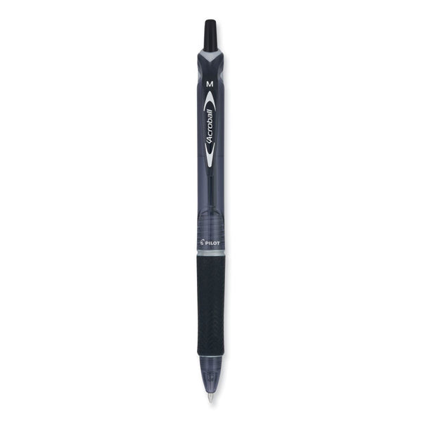 Pilot® Acroball Colors Advanced Ink Hybrid Gel Pen, Retractable, Medium 1 mm, Black Ink, Smoke/Black Barrel (PIL31821)