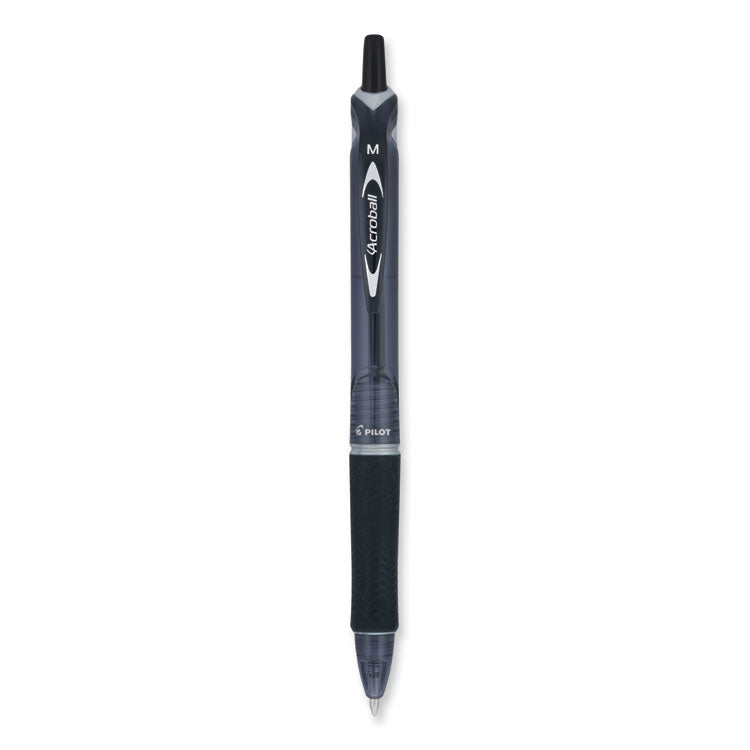 Pilot® Acroball Colors Advanced Ink Hybrid Gel Pen, Retractable, Medium 1 mm, Black Ink, Smoke/Black Barrel (PIL31821)