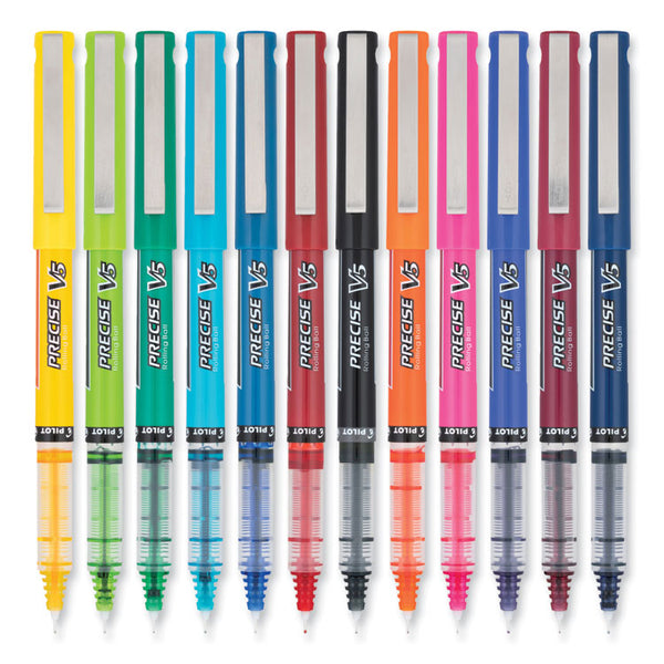 Pilot® Precise V5 Roller Ball Pen, Stick, Fine 0.5 mm, Assorted Ink and Barrel Colors, Dozen (PIL31888)