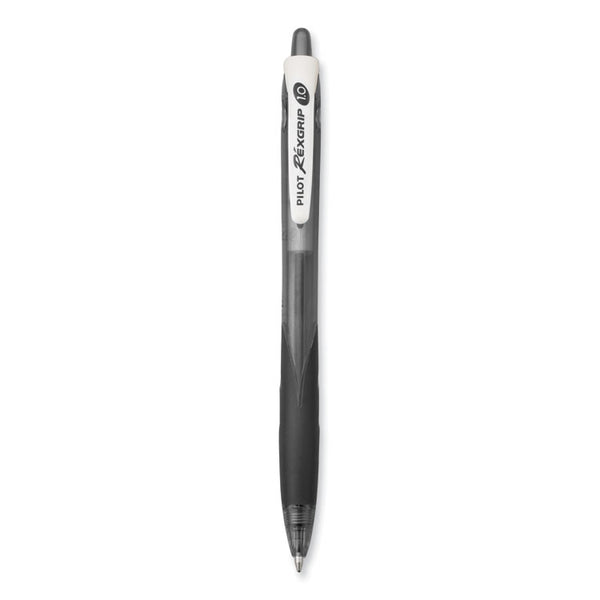 Pilot® RexGrip BeGreen Ballpoint Pen, Retractable, Medium 1 mm, Black Ink, Smoke/Black Barrel, Dozen (PIL32370)