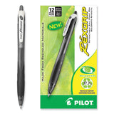 Pilot® RexGrip BeGreen Ballpoint Pen, Retractable, Medium 1 mm, Black Ink, Smoke/Black Barrel, Dozen (PIL32370)