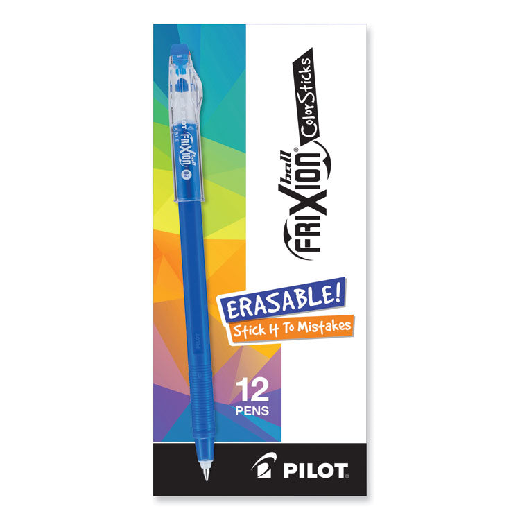 Pilot® FriXion ColorSticks Erasable Gel Pen, Clipless Stick, Fine 0.7 mm, Blue Ink, Blue Barrel, Dozen (PIL32466)