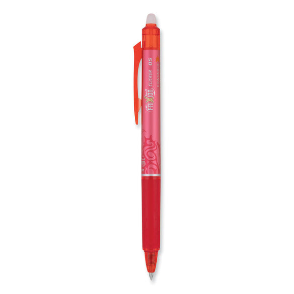 Pilot® FriXion Clicker Erasable Gel Pen, Retractable, Extra-Fine 0.5 mm, Red Ink, Red Barrel, Dozen (PIL32522)