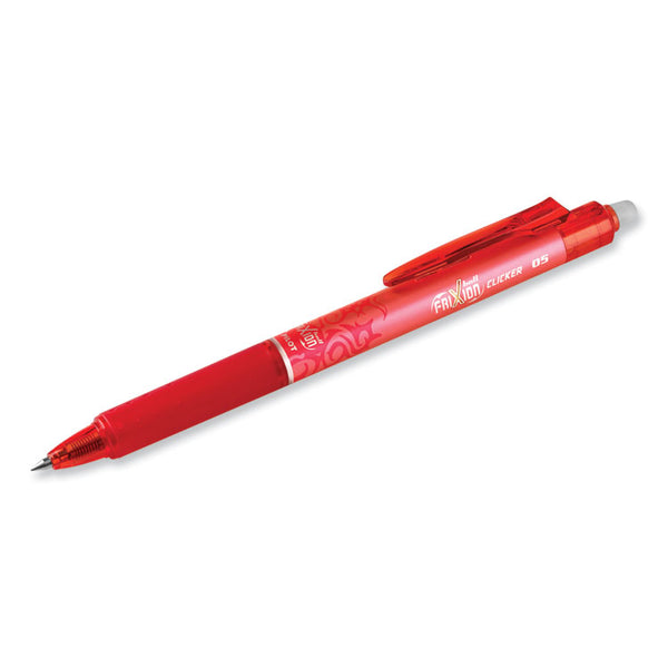 Pilot® FriXion Clicker Erasable Gel Pen, Retractable, Extra-Fine 0.5 mm, Red Ink, Red Barrel, Dozen (PIL32522)