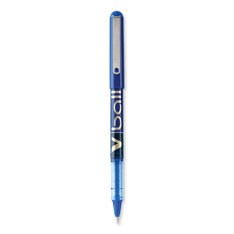 Pilot® VBall Liquid Ink Roller Ball Pen, Stick, Fine 0.7 mm, Blue Ink, Blue/Clear Barrel, Dozen (PIL35113)