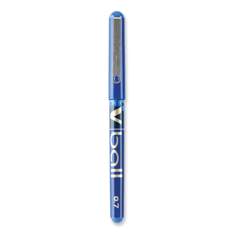 Pilot® VBall Liquid Ink Roller Ball Pen, Stick, Fine 0.7 mm, Blue Ink, Blue/Clear Barrel, Dozen (PIL35113)