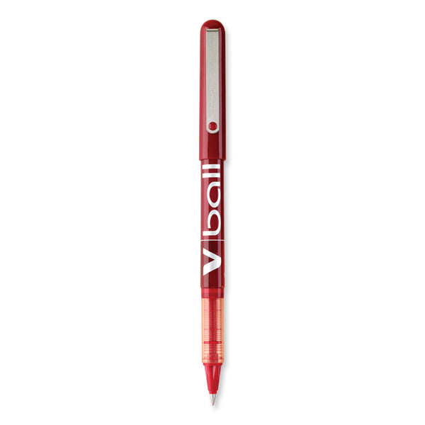 Pilot® VBall Liquid Ink Roller Ball Pen, Stick, Extra-Fine 0.5 mm, Red Ink, Red/Clear Barrel, Dozen (PIL35202)