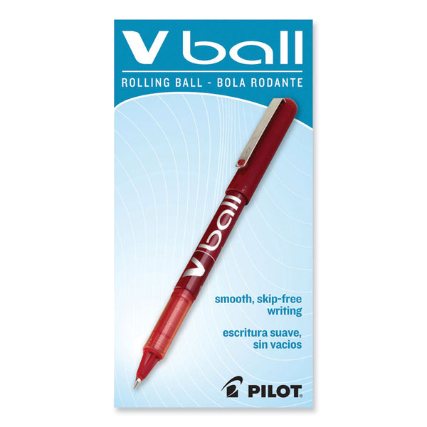 Pilot® VBall Liquid Ink Roller Ball Pen, Stick, Extra-Fine 0.5 mm, Red Ink, Red/Clear Barrel, Dozen (PIL35202)