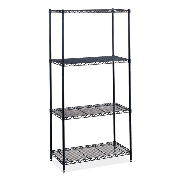 Safco® Industrial Wire Shelving, Four-Shelf, 36w x 24d x 72h, Black, Ships in 1-3 Business Days (SAF5288BL)