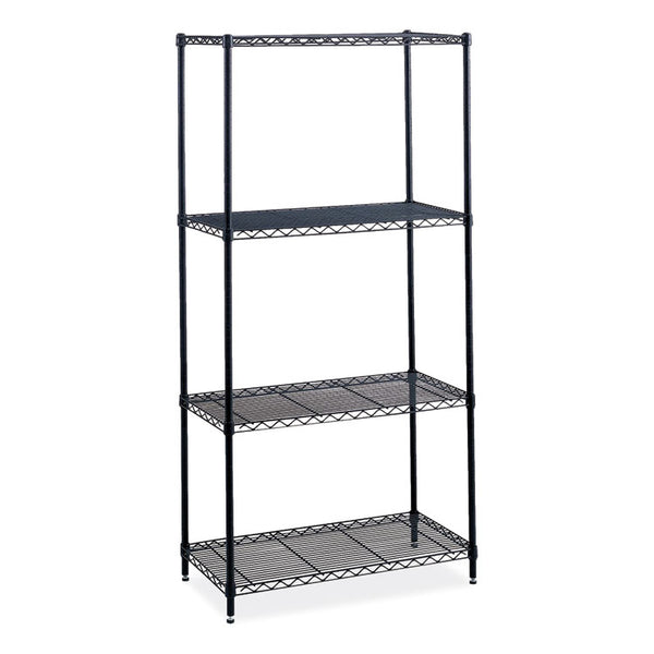 Safco® Industrial Wire Shelving, Four-Shelf, 36w x 18d x 72h, Black, Ships in 1-3 Business Days (SAF5285BL)