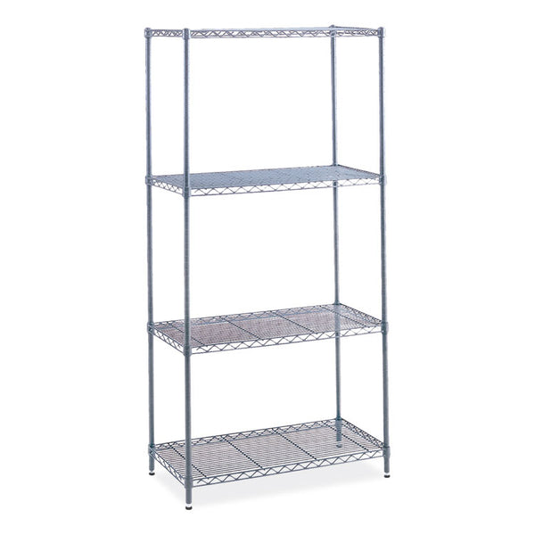 Safco® Industrial Wire Shelving, Four-Shelf, 36w x 24d x 72h, Metallic Gray, Ships in 1-3 Business Days (SAF5288GR)