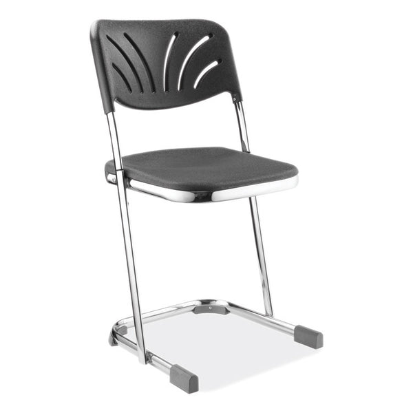 NPS® 6600 Series Elephant Z-Stool With Backrest, Supports 500 lb, 18" Seat Ht, Black Seat/Back, Chrome Frame,Ships in 1-3 Bus Days (NPS6618B) Each