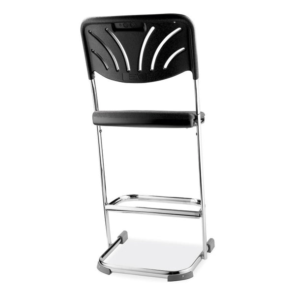 NPS® 6600 Series Elephant Z-Stool With Backrest, Supports 500 lb, 24" Seat Ht, Black Seat/Back, Chrome Frame,Ships in 1-3 Bus Days (NPS6624B) Each