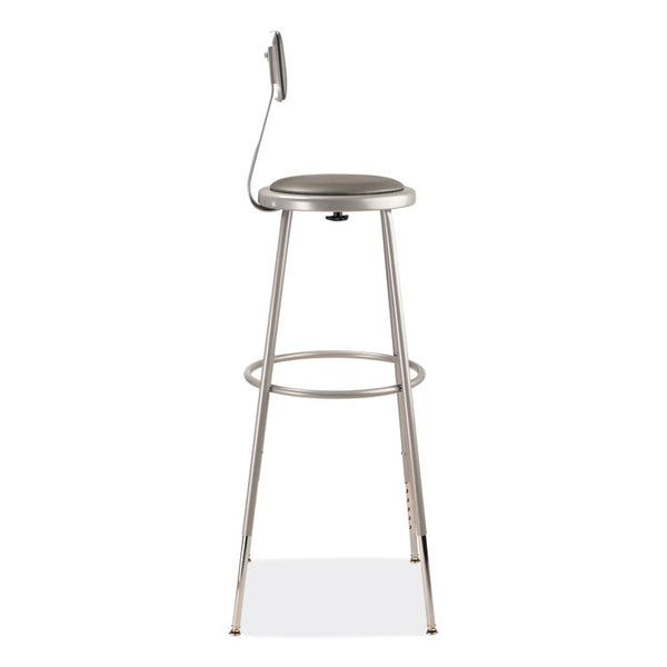 NPS® 6400 Series Height Adjustable Heavy Duty Padded Stool w/Backrest, Supports 300lb, 32"-39" Seat Ht, Gray,Ships in 1-3 Bus Days (NPS6430HB) Each