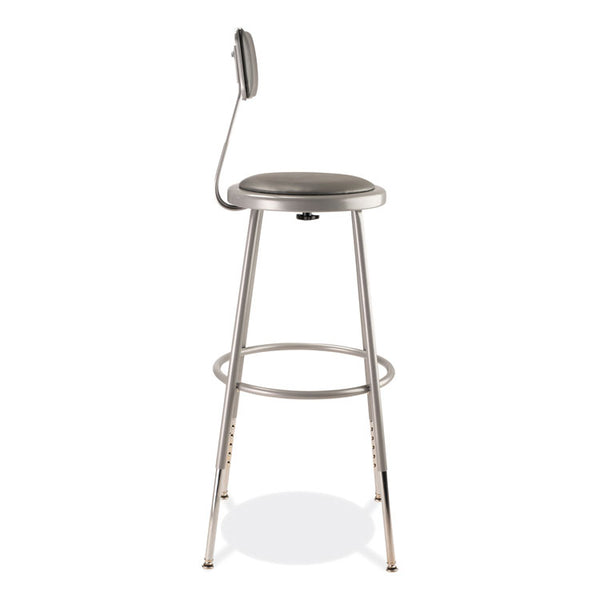 NPS® 6400 Series Height Adjustable Heavy Duty Padded Stool w/Backrest, Supports 300lb, 25"-33" Seat Ht, Gray,Ships in 1-3 Bus Days (NPS6424HB) Each