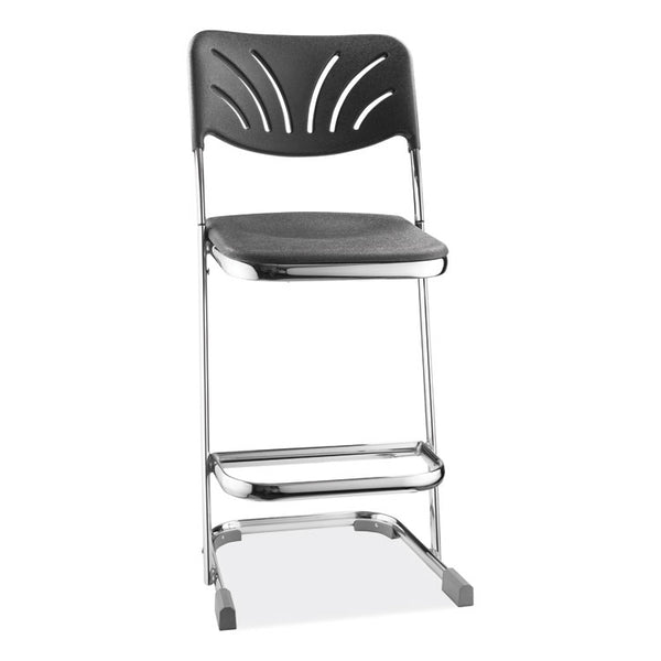 NPS® 6600 Series Elephant Z-Stool With Backrest, Supports 500 lb, 24" Seat Ht, Black Seat/Back, Chrome Frame,Ships in 1-3 Bus Days (NPS6624B) Each