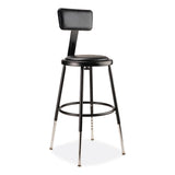 NPS® 6400 Series Height Adj Heavy Duty Vinyl Steel Stool w/Backrest, Supports 300 lb, 19"-27" Seat Ht, Black,Ships in 1-3 Bus Days (NPS6418HB10) Each