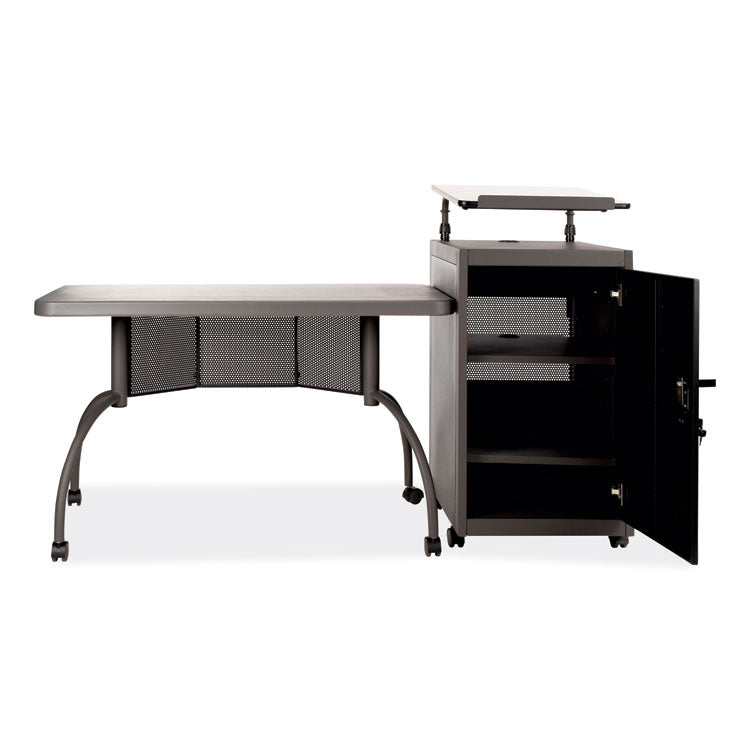 Oklahoma Sound® Teacher's WorkPod Desk and Lectern Kit, 68" x 24" x 41", Charcoal Gray, Ships in 1-3 Business Days (NPSTWP)