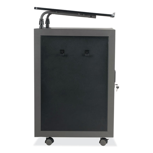 Oklahoma Sound® Teacher's WorkPod Lectern, 20 x 24 x 41, Charcoal Slate/Black, Ships in 1-3 Business Days (NPSTWPL)