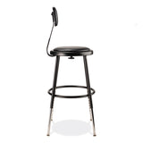 NPS® 6400 Series Height Adj Heavy Duty Vinyl Steel Stool w/Backrest, Supports 300 lb, 19"-27" Seat Ht, Black,Ships in 1-3 Bus Days (NPS6418HB10) Each