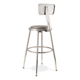 NPS® 6400 Series Height Adjustable Heavy Duty Padded Stool w/Backrest, Supports 300lb, 19"-27" Seat Ht, Gray,Ships in 1-3 Bus Days (NPS6418HB) Each