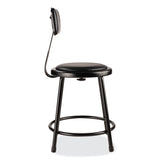 NPS® 6400 Series Heavy Duty Vinyl Padded Stool w/Backrest, Supports 300lb, 18" Seat Ht, Black Seat/Back/Base,Ships in 1-3 Bus Days (NPS6418B10) Each