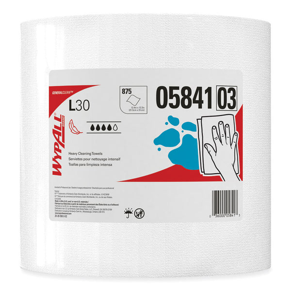 WypAll® L30 Towels, 12.4 x 12.2, White, 875/Roll (KCC05841)
