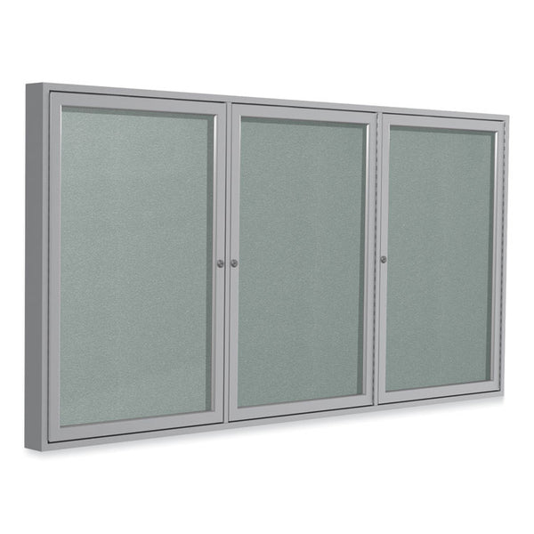 Ghent Enclosed Outdoor Bulletin Board, 72 x 36, Silver Surface, Satin Aluminum Frame, Ships in 7-10 Business Days (GHEPA33672VX193)