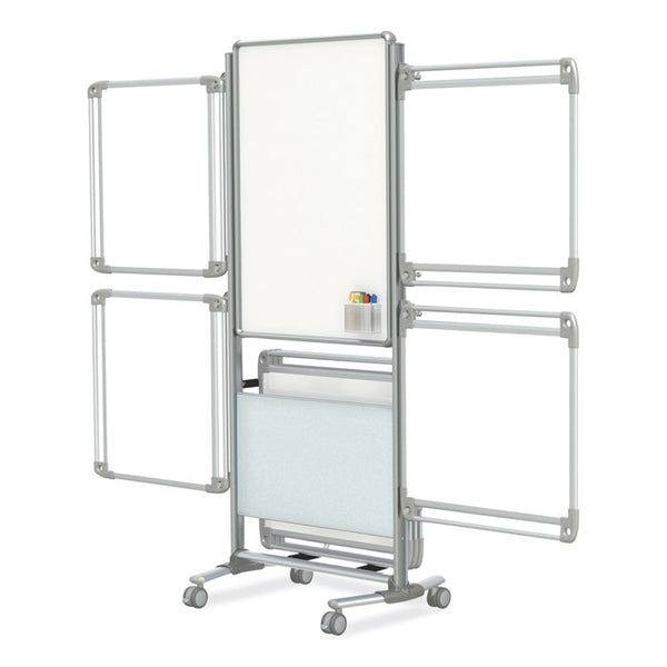 Ghent Nexus Easel Whiteboard, 32 x 76.13, White Surface, Satin Aluminum Frame, Ships in 7-10 Business Days (GHENEX204EP4FR)