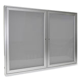 Ghent 2 Door Enclosed Vinyl Bulletin Board with Satin Aluminum Frame, 60 x 36, Silver Surface, Ships in 7-10 Business Days (GHEPA23660VX193)