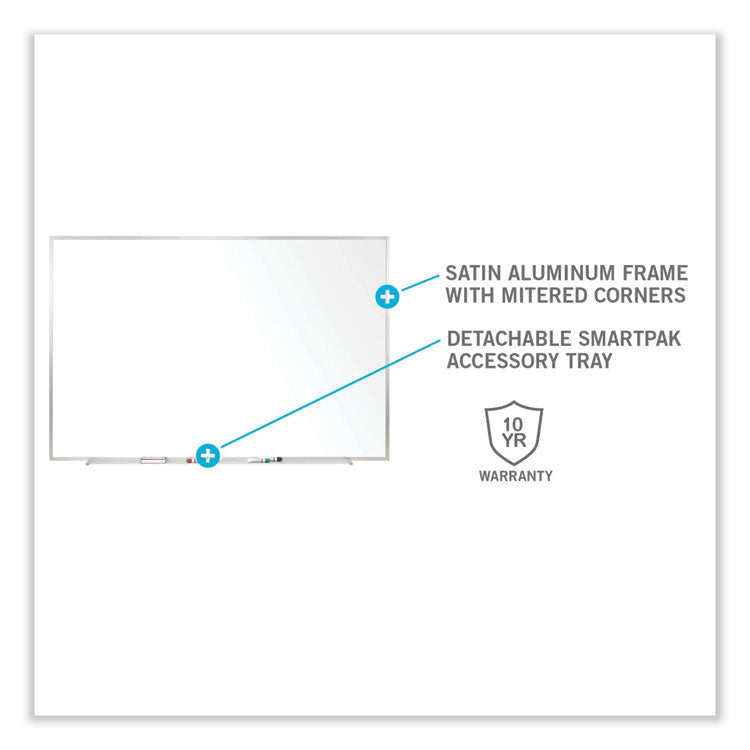Ghent Non-Magnetic Whiteboard with Aluminum Frame, 144.63 x 48.47, White Surface, Satin Aluminum Frame, Ships in 7-10 Business Days (GHEM24124)