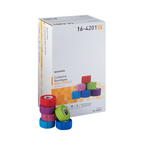 McKesson Cohesive Bandage 1 Inch X 5 Yard Self-adherent Closure Purple / Pink / Green / Light Blue / Royal Blue / Red NonSterile Standard Compression (944355_PK) 1/PK