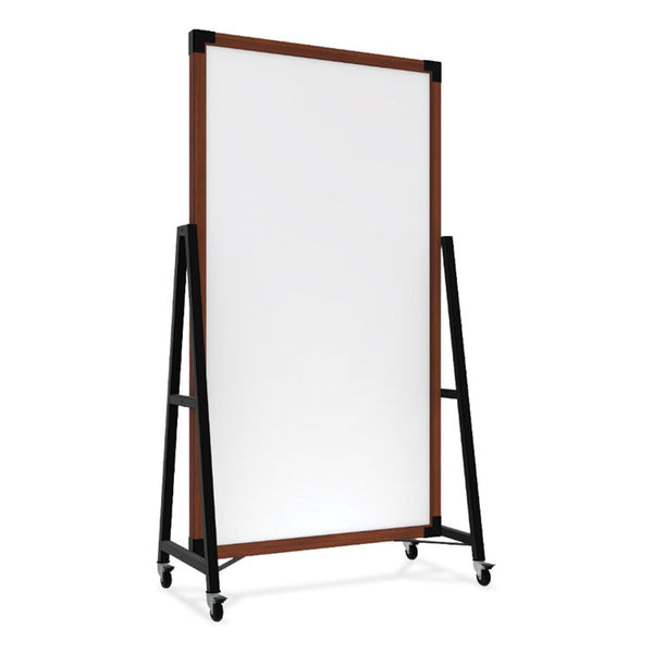 Ghent Prest Mobile Magnetic Whiteboard, 40.5 x 73.75, White Surface, Caramel Oak Wood Frame, Ships in 7-10 Business Days (GHEPRS6M7440BC)