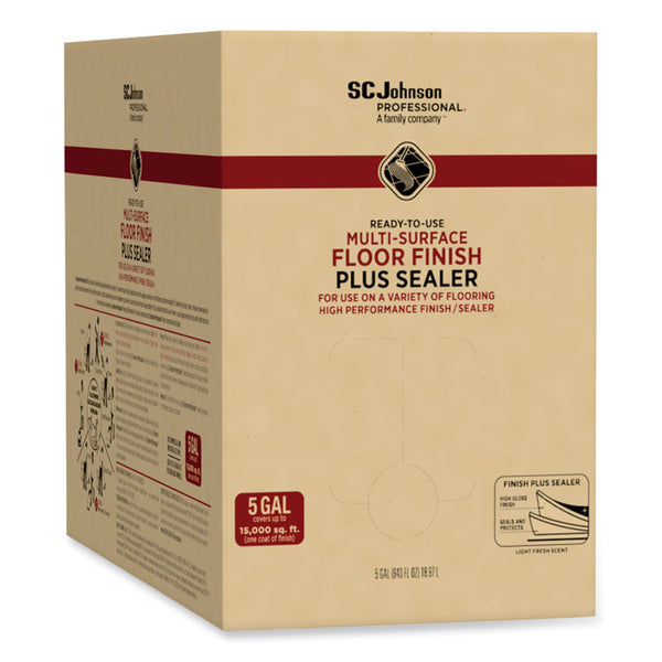 SC Johnson Professional® Ready-To-Use Multi-Surface Floor Finish Plus Sealer, Light Fresh Scent, 5 gal Bag-in-Box (SJN680074)