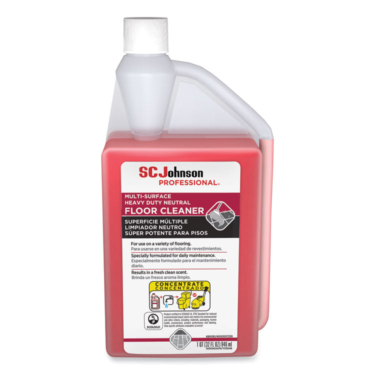 SC Johnson Professional® Heavy Duty Neutral Floor Cleaner, Fresh Scent, 32 oz Squeeze and Pour Bottle, 6/Carton (SJN680081) Case of 6