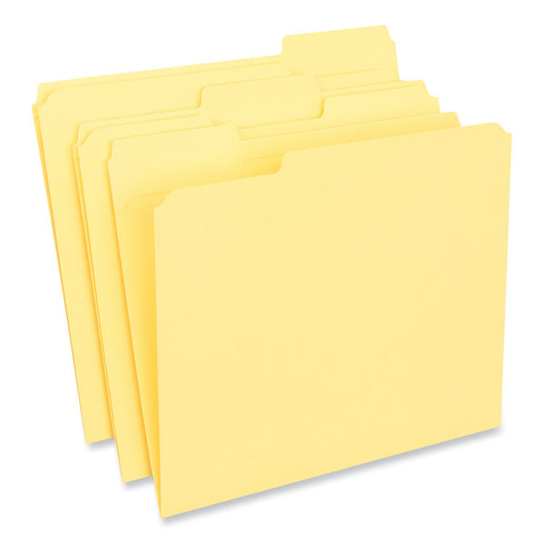 Universal® Reinforced Top-Tab File Folders, 1/3-Cut Tabs: Assorted, Letter Size, 1" Expansion, Yellow, 100/Box (UNV16164)