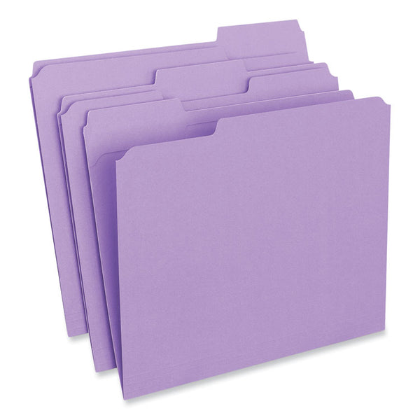 Universal® Reinforced Top-Tab File Folders, 1/3-Cut Tabs: Assorted, Letter Size, 1" Expansion, Violet, 100/Box (UNV16165)