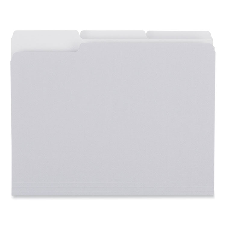 Universal® Top Tab File Folders, 1/3-Cut Tabs: Assorted, Letter Size, 0.75" Expansion, Gray, 100/Box (UNV18101) Box of 100