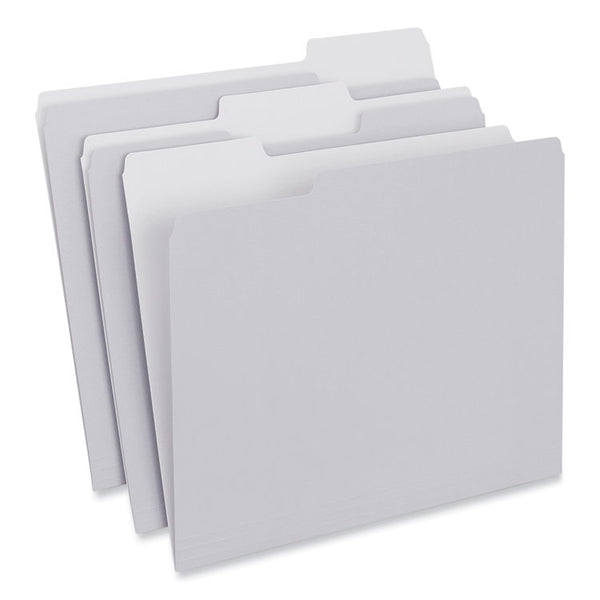 Universal® Top Tab File Folders, 1/3-Cut Tabs: Assorted, Letter Size, 0.75" Expansion, Gray, 100/Box (UNV18101)