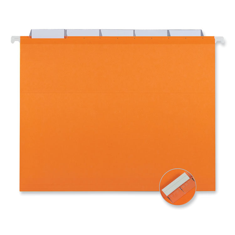 Universal® Deluxe Reinforced Recycled Hanging File Folders, Letter Size, 1/5-Cut Tabs, Assorted, 25/Box (UNV34112) Box of 25