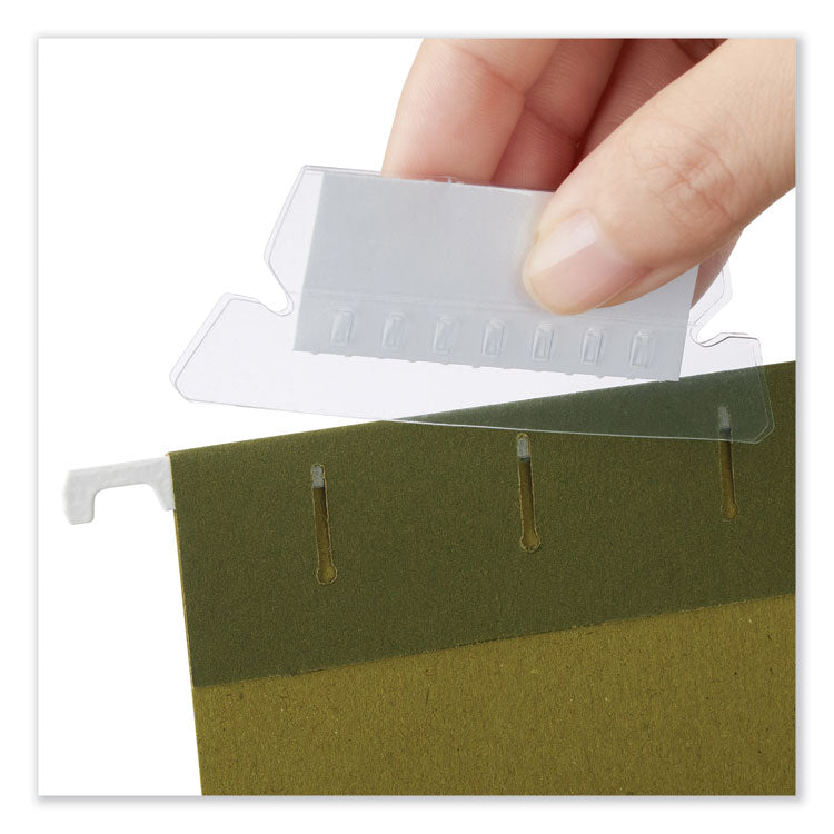 Universal® Hanging File Folder Plastic Index Tabs, 1/5-Cut, Clear, 2.25" Wide, 25/Pack (UNV42215) Pack of 25