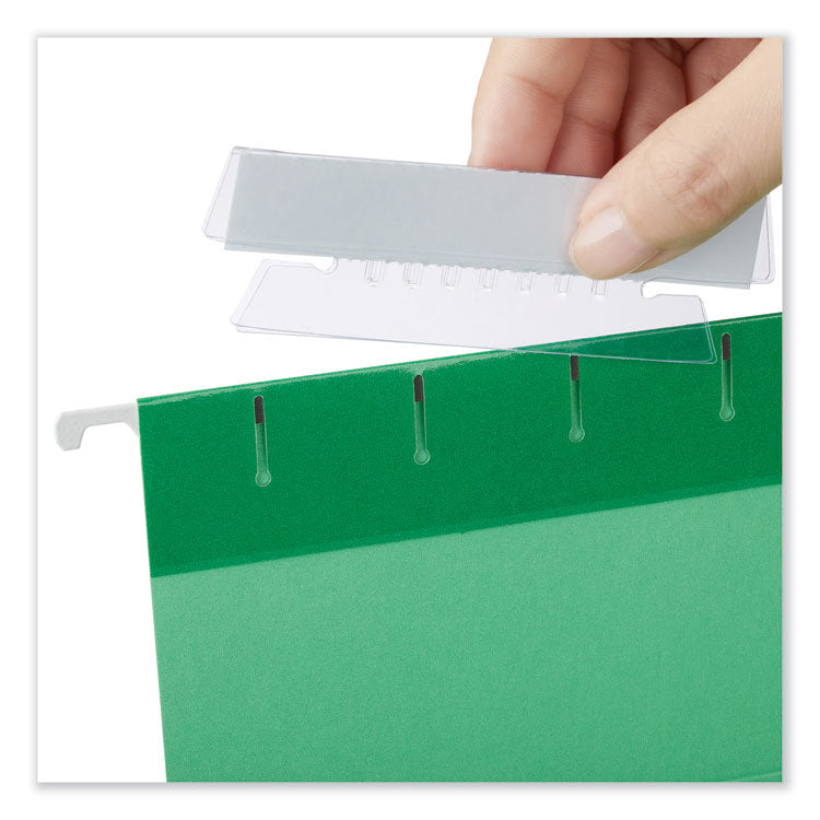 Universal® Hanging File Folder Plastic Index Tabs, 1/3-Cut, Clear, 3.7" Wide, 25/Pack (UNV43313) Pack of 25